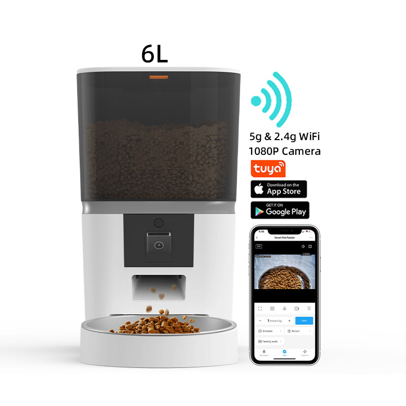 Smart Automatic Pet Feeder with Camera (6L Capacity)