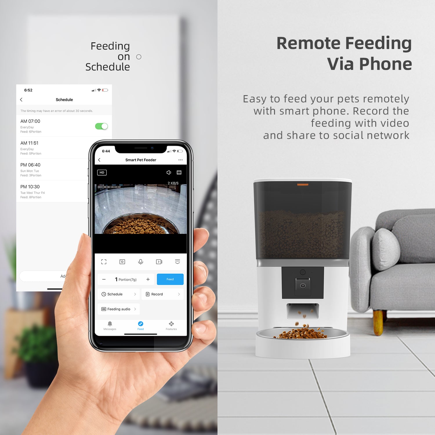 Smart Automatic Pet Feeder with Camera (6L Capacity)