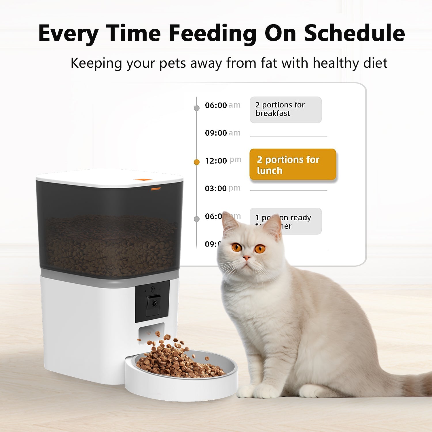 Distributeur automatique intelligent pour animaux de compagnie avec caméra (capacité de 6 L)